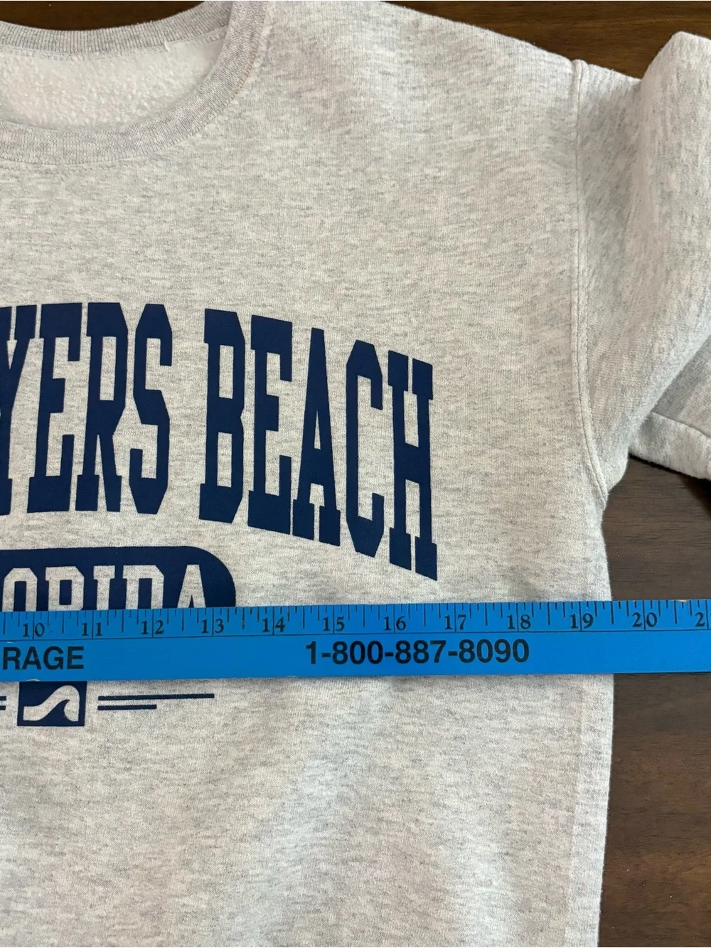 Adult Small Crewneck Sweatshirt Grey Blue Ft. Meyers Beach Florida Vacation